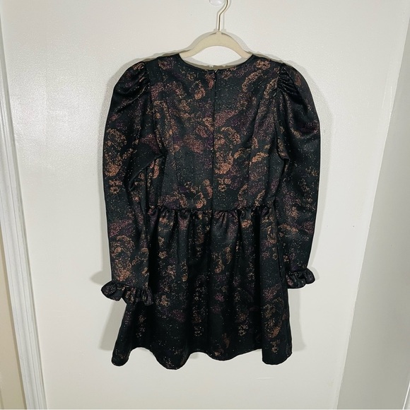 Batsheva Square Neck Mini Prairie Dress Enchantress Jacquard Flowers Whimsigoth - Picture 9 of 13